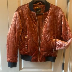 Rust velvet bomber jacket